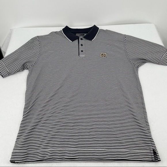 CUTTER & BUCK Norte Dame Polo Black/White Stripe Logo on chest size: XL - Picture 1 of 8